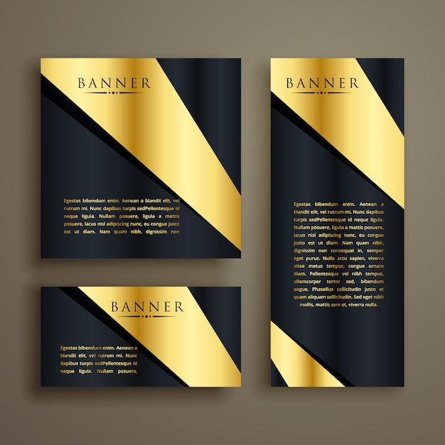 Vector gratuito conjunto de banner de oro brillante premium