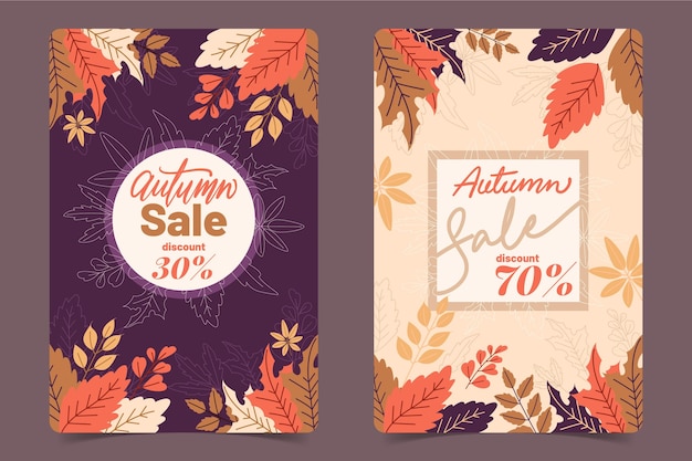 Vector gratuito conjunto de banner de otoño de diseño plano