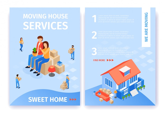 Conjunto de banner plana casa móvil servicios sweet home.