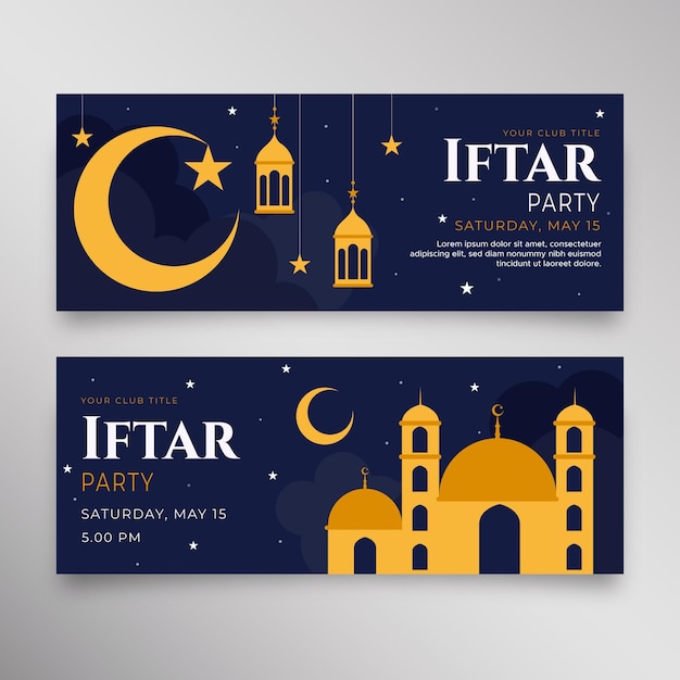 Conjunto de banner plano iftar