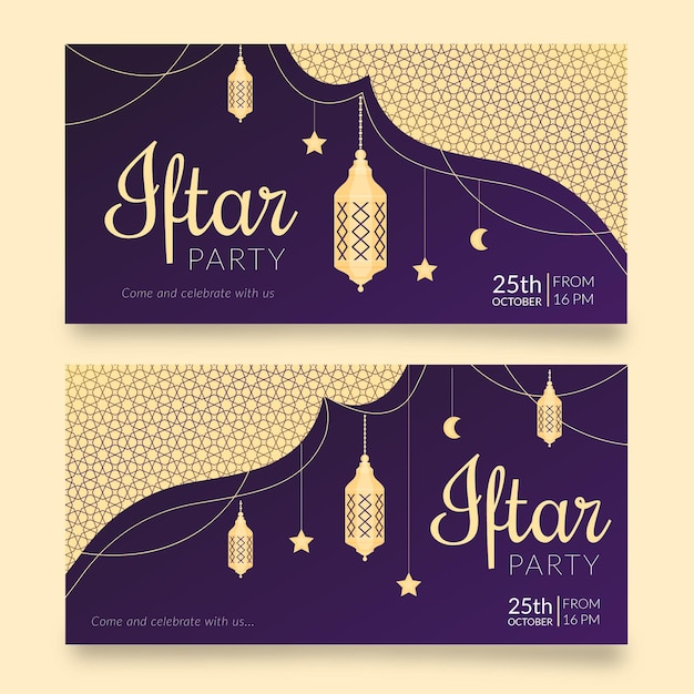 Conjunto de banner plano iftar