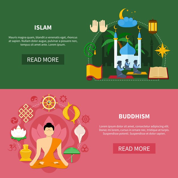 Conjunto de banner plano de religiones