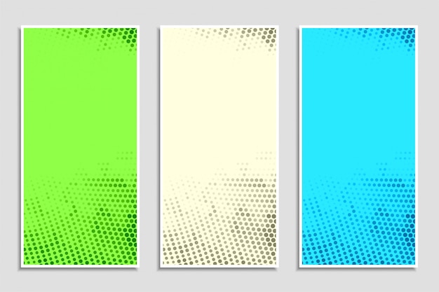 Vector gratuito conjunto de banner de semitono colorido abstracto