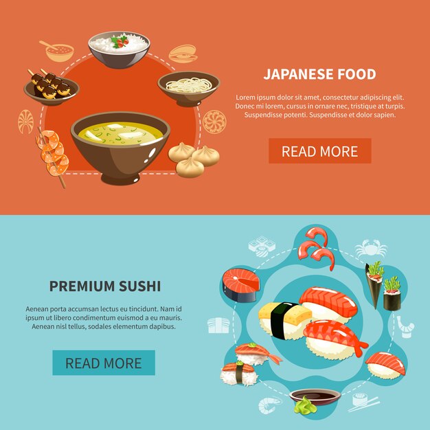 Vector gratuito conjunto de banner de sushi