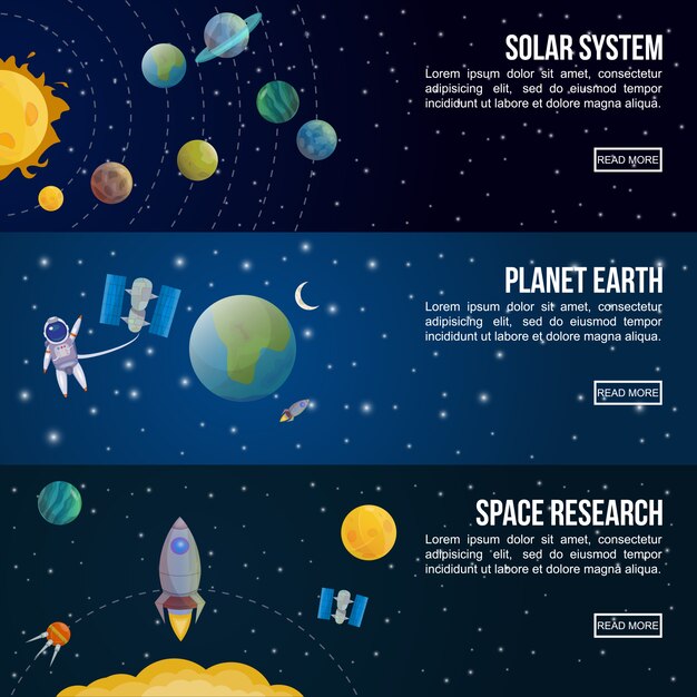 Conjunto de banner de universo de espacio de color