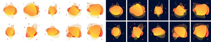 Vector gratuito conjunto de banner de vector abstracto moderno fondo de color naranja líquido geométrico plano plantilla de vector moderno plantilla para el diseño de un volante de logotipo o presentación