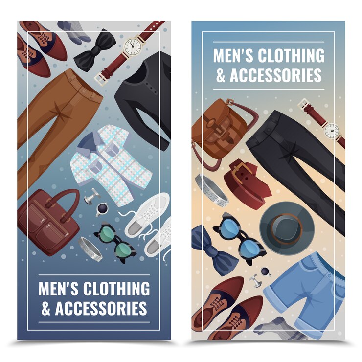 Vector gratuito conjunto de banner vertical de accesorios para hombres
