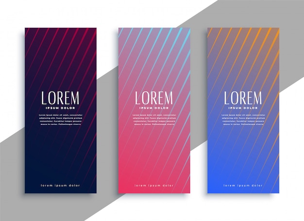 Vector gratuito conjunto de banner vertical de línea elegante