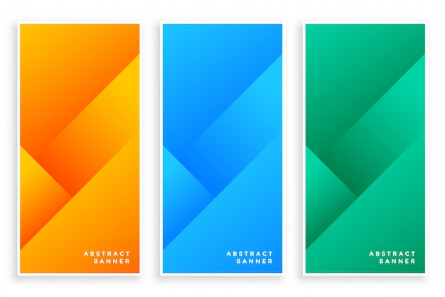 Conjunto de banners abstractos modernos con estilo de tres