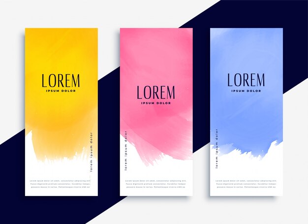 Conjunto de banners de acuarela coloridos preciosos
