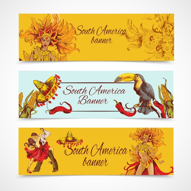 Vector gratuito conjunto de banners de américa del sur