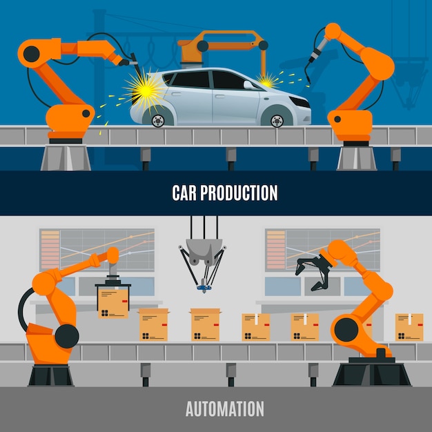 Vector gratuito conjunto de banners de automatización