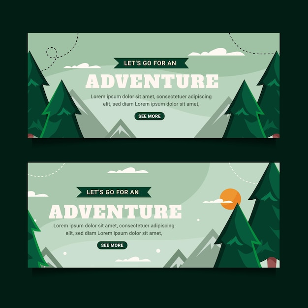 Vector gratuito conjunto de banners de aventura plana