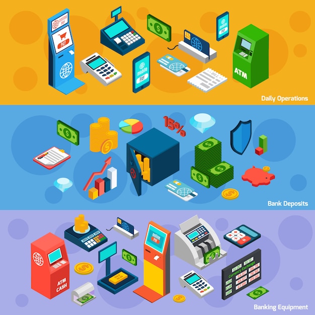 Conjunto de banners bancarios