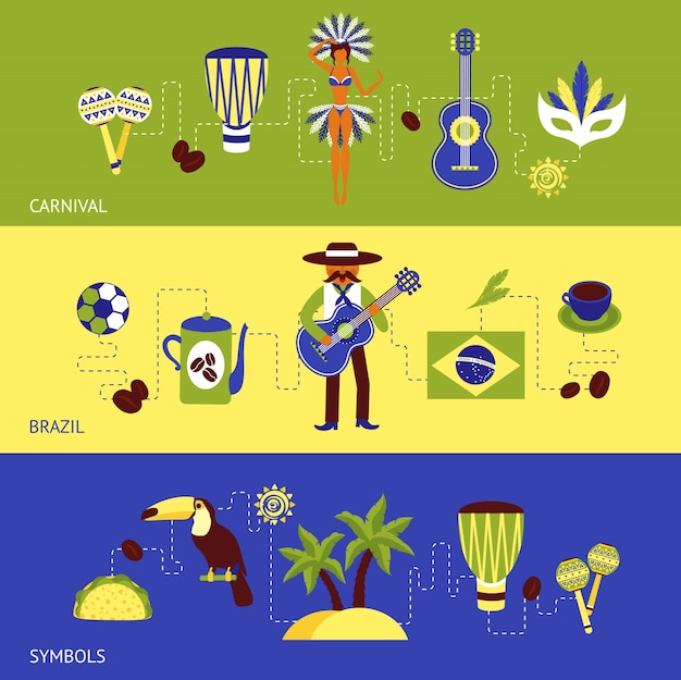 Vector gratuito conjunto de banners de brasil