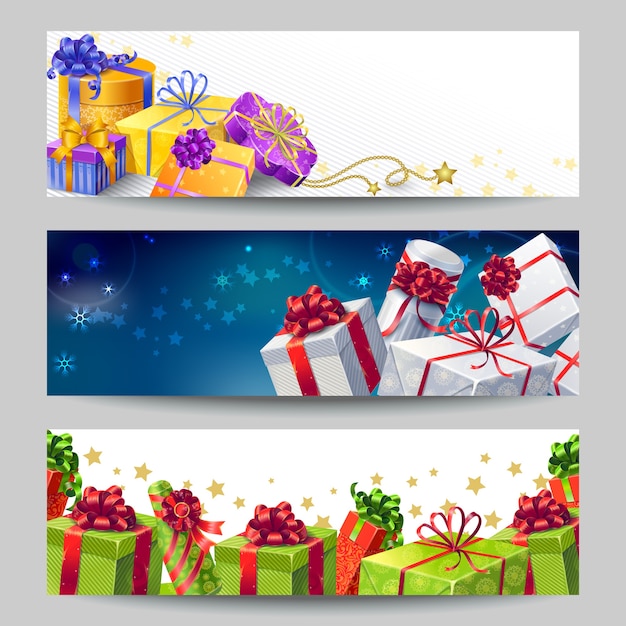 Conjunto de banners de cajas de regalo