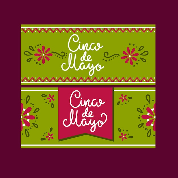 Conjunto de banners de cinco de mayo