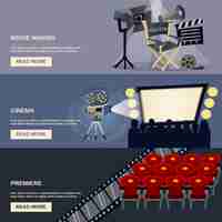 Vector gratuito conjunto de banners de cine