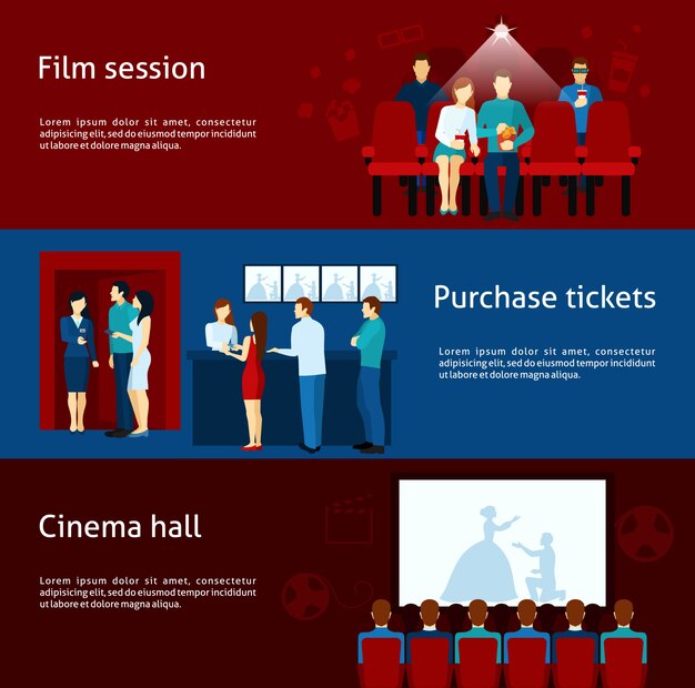 Conjunto de banners de cine