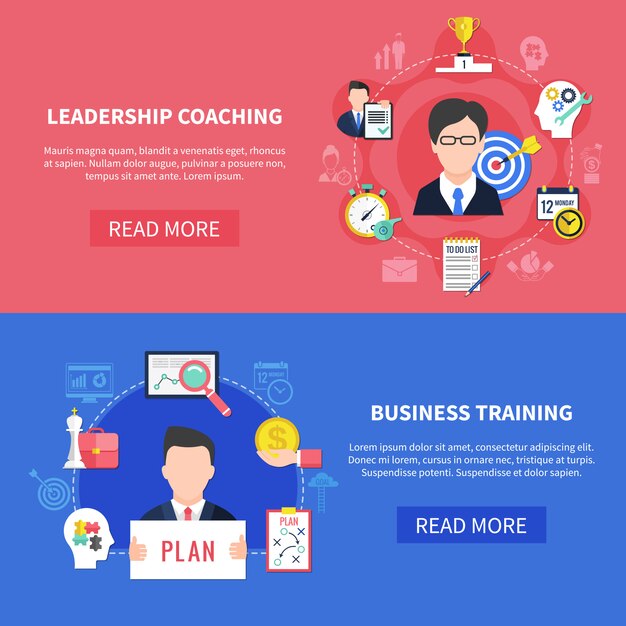 Conjunto de Banners de Coaching empresarial