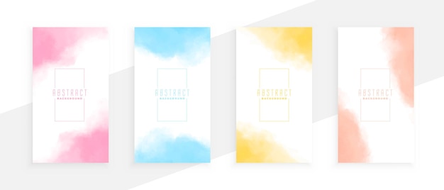 Conjunto de banners de colores agradables acuarela abstracta