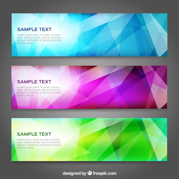 Conjunto de banners coloridas