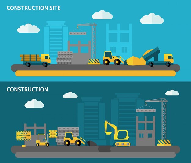 Conjunto de banners de construcción