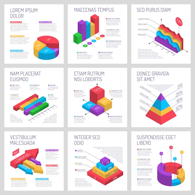 Vector gratuito conjunto de banners cuadrados de infografía