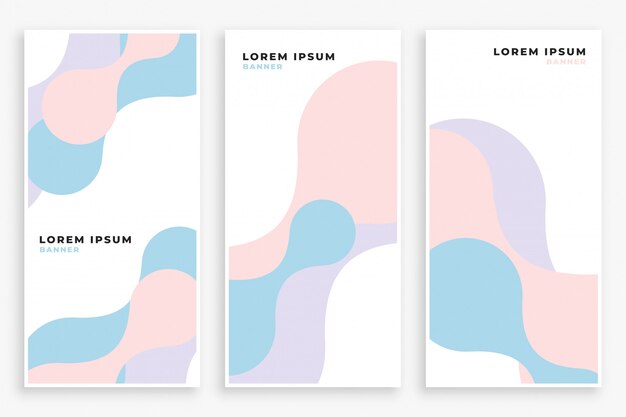 Conjunto de banners de curva de color pastel suave