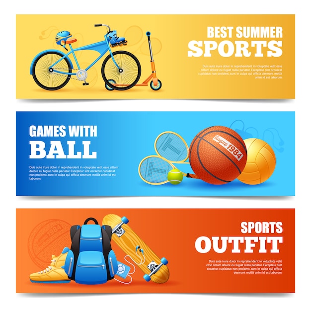 Vector gratuito conjunto de banners de deportes de verano