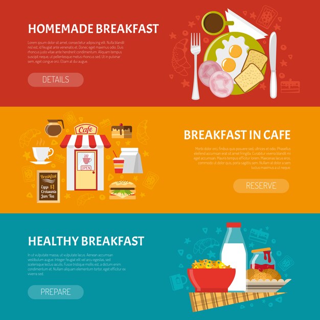 Conjunto de Banners de desayuno