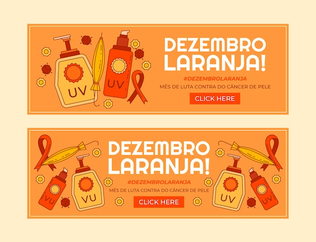 Vector gratuito conjunto de banners de dezembro laranja dibujados a mano