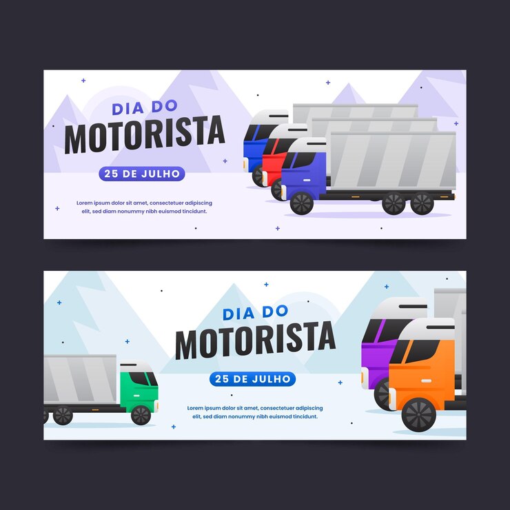 Vector gratuito conjunto de banners de dia do motorista.