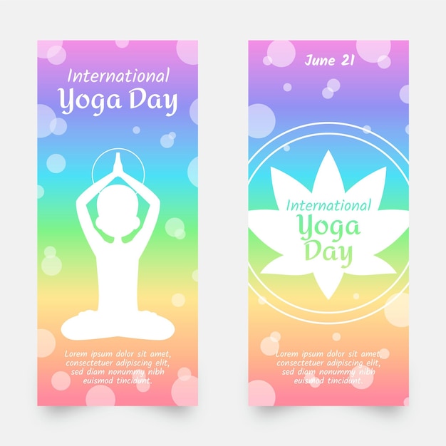 Vector gratuito conjunto de banners del día internacional del yoga