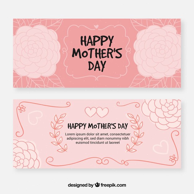 Conjunto de banners del día de la madre con flores