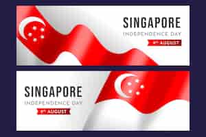 Vector gratuito conjunto de banners del día nacional de singapur