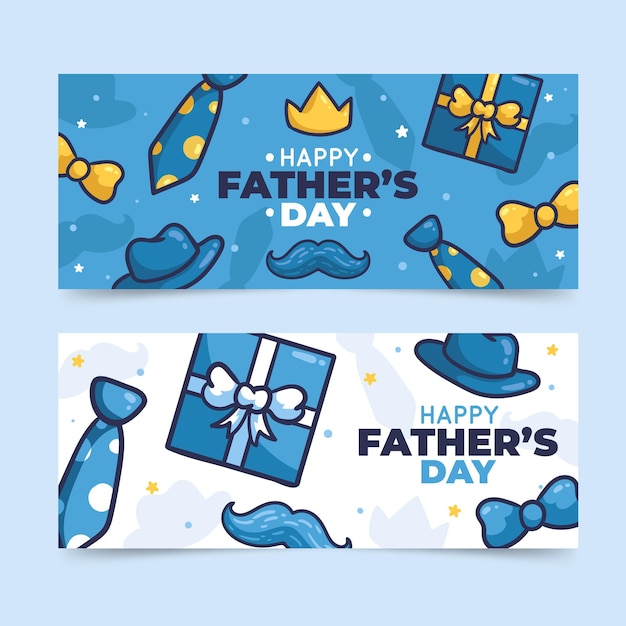 Vector gratuito conjunto de banners del día del padre dibujados a mano