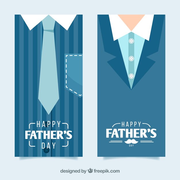 Conjunto de banners de día del padre con traje plano