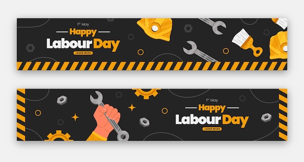 Vector gratuito conjunto de banners del día del trabajo plano orgánico.