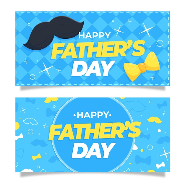 Vector gratuito conjunto de banners de dibujos animados del día del padre