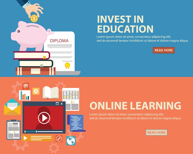 Vector gratuito conjunto de banners de educación