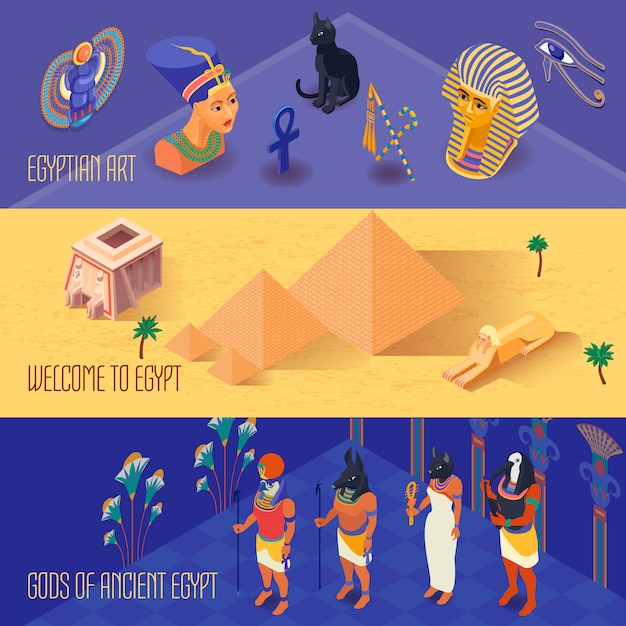 Vector gratuito conjunto de banners de egipto