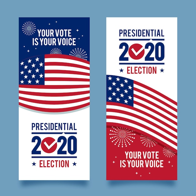 Vector gratuito conjunto de banners de elecciones presidenciales de ee. uu. 2020