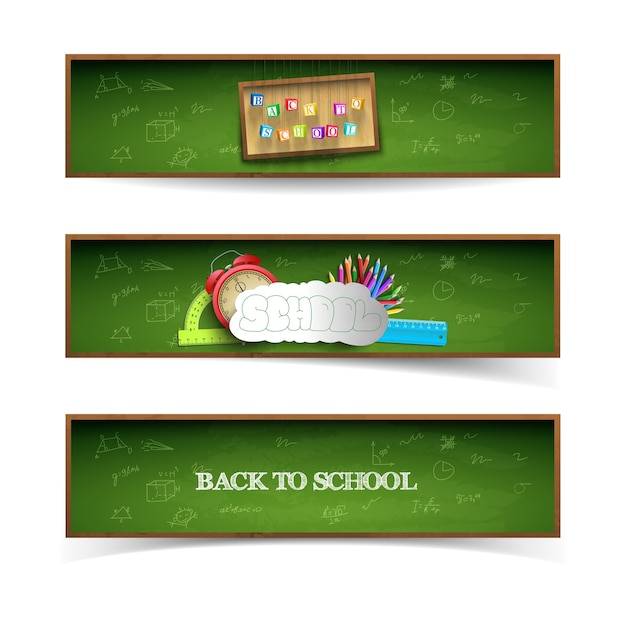 Conjunto de banners de escuela verde