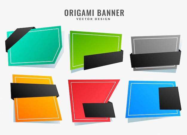 Conjunto de banners de estilo origami abstracto vacío