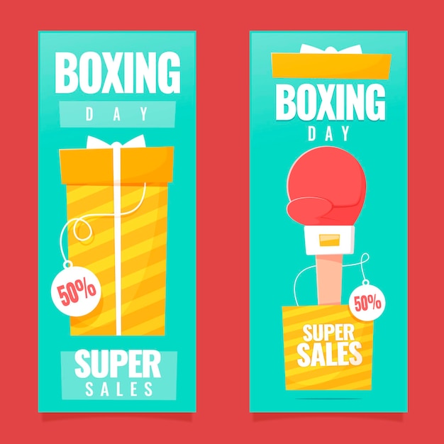 Vector gratuito conjunto de banners de eventos de boxing day de diseño plano