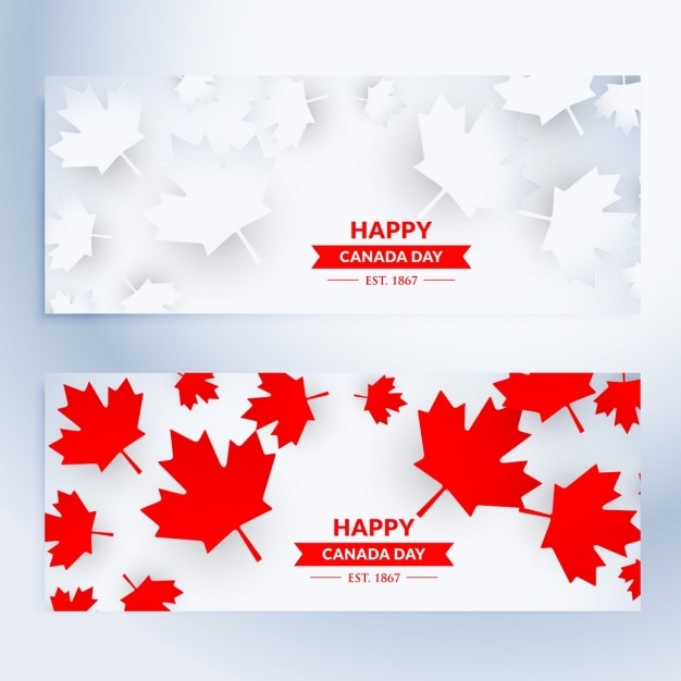 Un conjunto de banners feliz del día de canadá