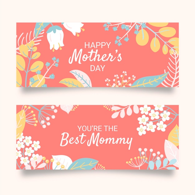 Vector gratuito conjunto de banners florales del día de la madre.