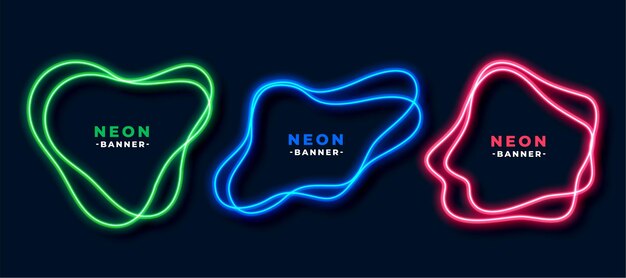 Conjunto de banners de forma fluida estilo neón
