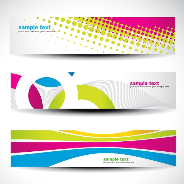 Conjunto de banners con formas abstractas coloridos